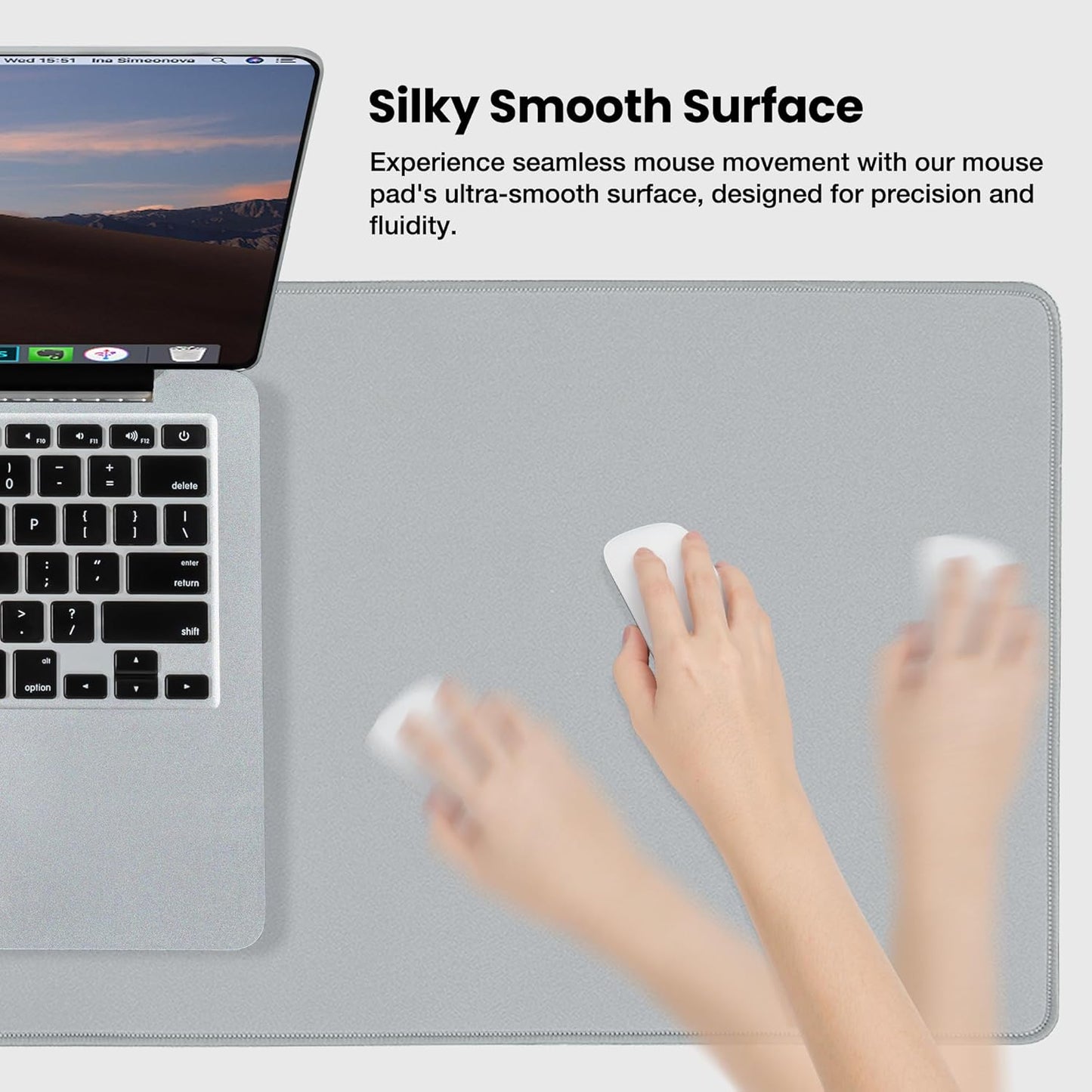 Waterproof Mouse Pad with Durable Stitched Edge, Gaming Keyboard, Non-Slip Rubber Base Mouse Mat, Extended Desk Pad for Gamer, Office& Home, Gray Mousepad 3Xl(35.43"X15.74"X0.12")
