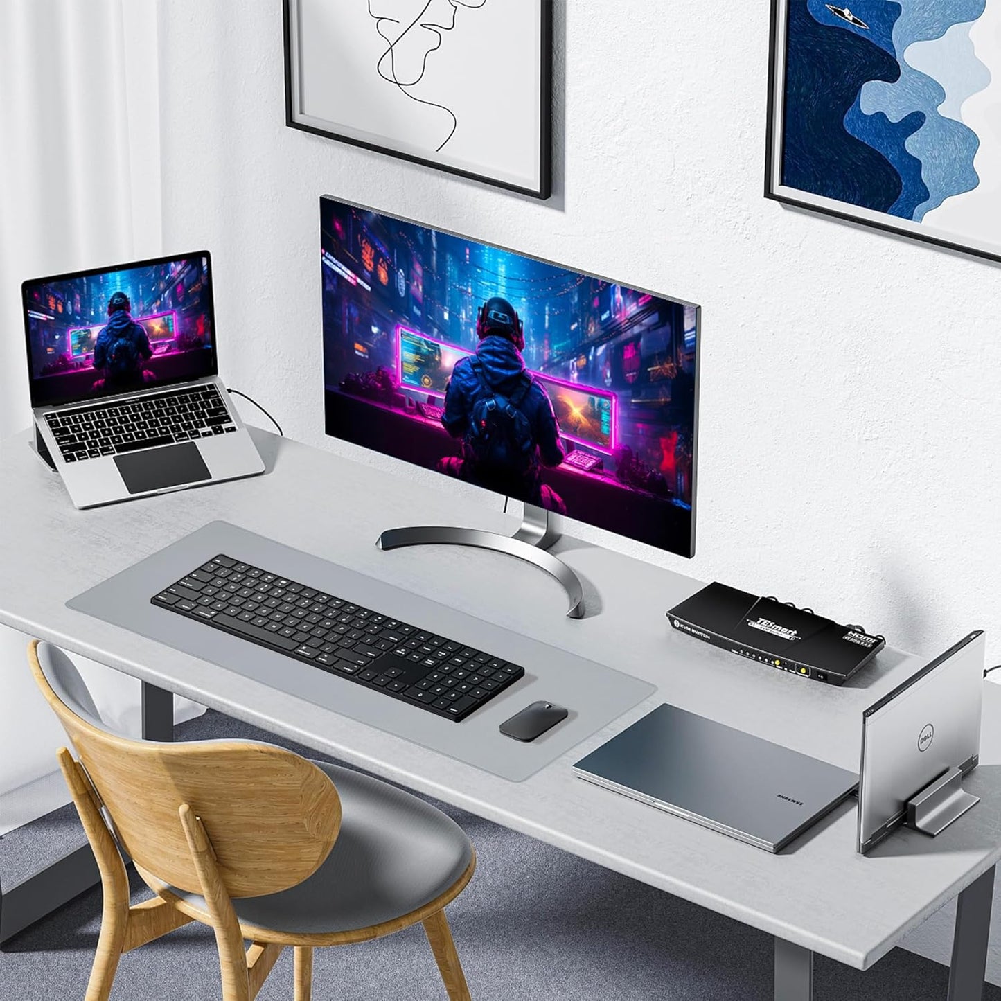 Waterproof Mouse Pad with Durable Stitched Edge, Gaming Keyboard, Non-Slip Rubber Base Mouse Mat, Extended Desk Pad for Gamer, Office& Home, Gray Mousepad 3Xl(35.43"X15.74"X0.12")